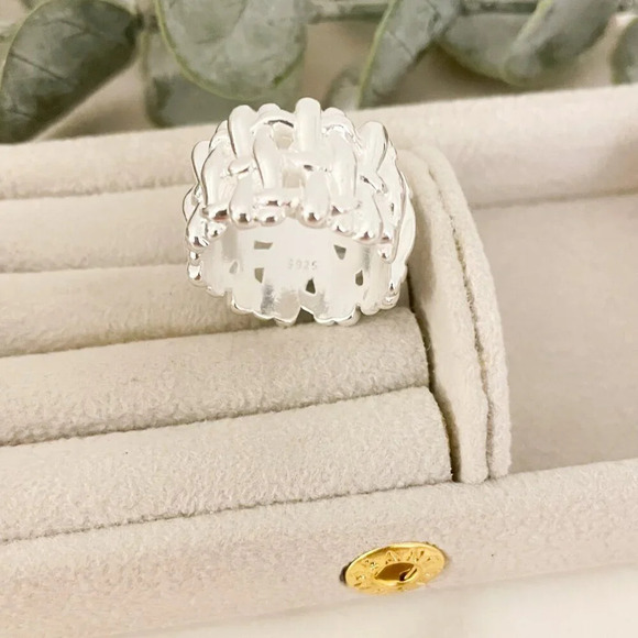 925 Sterling Silver Chunky Bold Statement Ring Thick Wide Ring Woven Ring Band - Picture 9 of 9